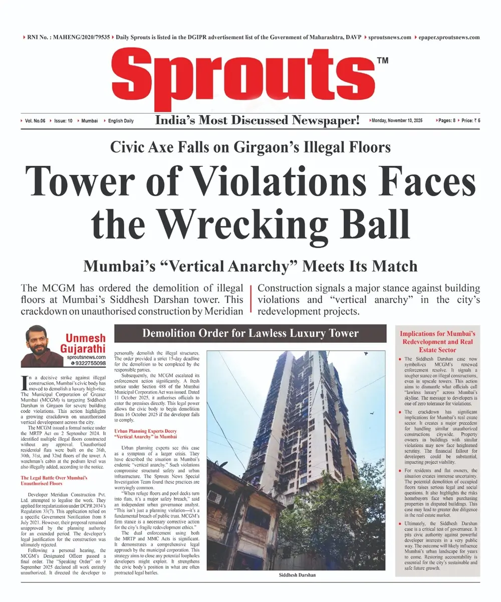 MCGM Issues Demolition Order for Siddhesh Darshan Tower.