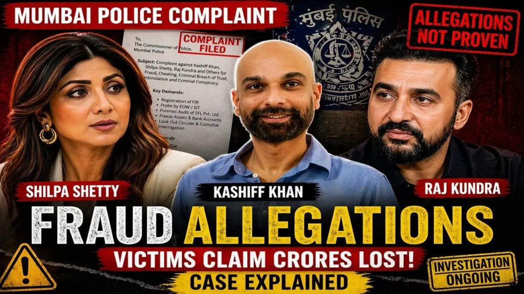 complaint names Kashiff Khan, Shilpa Shetty, Raj Kundra over fraud and unpaid investments.