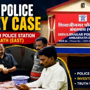 Police presence near an alleged gambling location in Ambarnath.